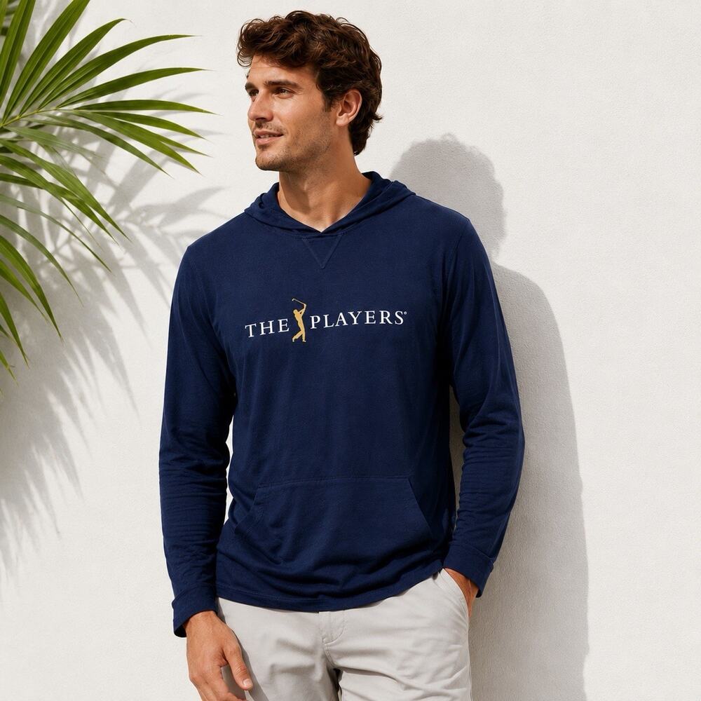 THE PLAYERS Golf Lightweight Hoodie Large Navy Blue Pullover PGA Tour Athletic